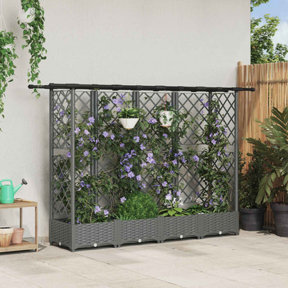 Raised Bed with Trellis and Roof Light Grey with Flat Roof (3 Side trellis) 202.5 cm 121 cm