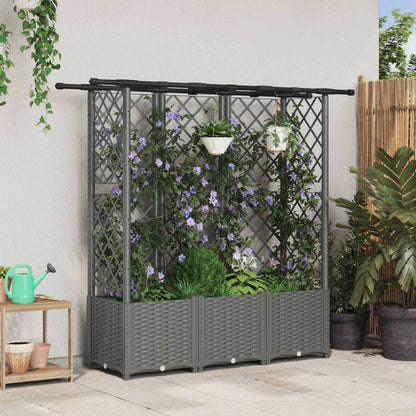 Raised Bed with Trellis and Roof Light Grey with Flat Roof (3 Side trellis) 163.5 cm 136 cm