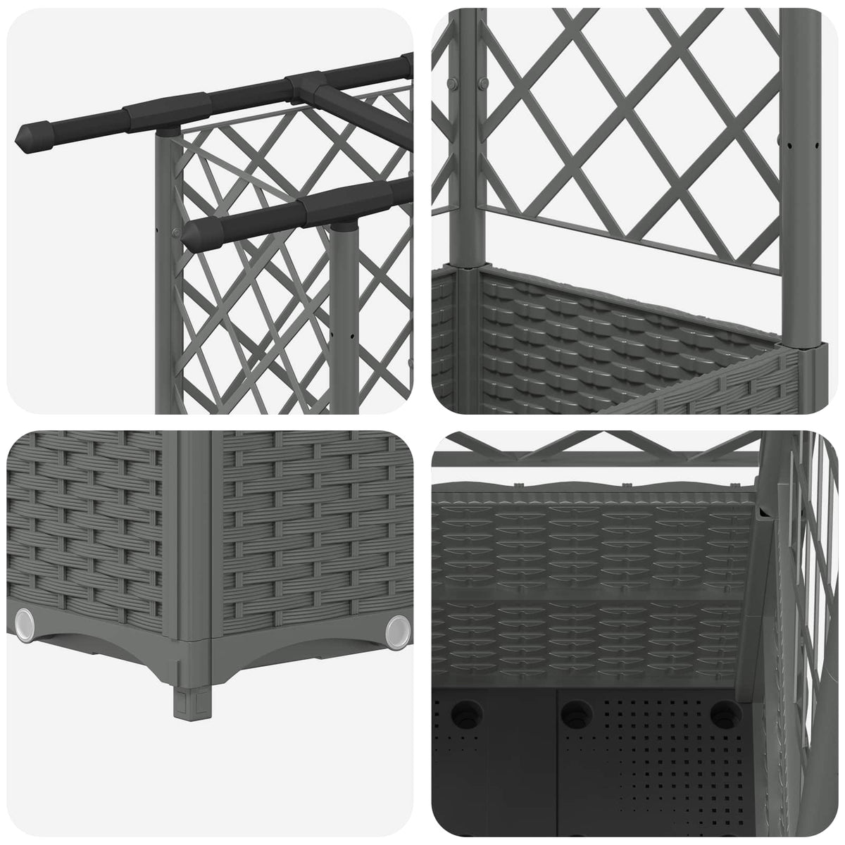 vidaXL Raised Bed with Trellis and Roof Light Grey 202 x 40 x 136 cm 6