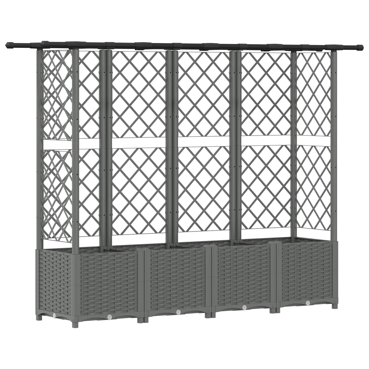 vidaXL Raised Bed with Trellis and Roof Light Grey 202 x 40 x 136 cm 2