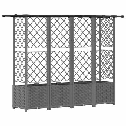 vidaXL Raised Bed with Trellis and Roof Light Grey 202 x 40 x 136 cm 5