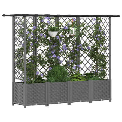 vidaXL Raised Bed with Trellis and Roof Light Grey 202 x 40 x 136 cm 3