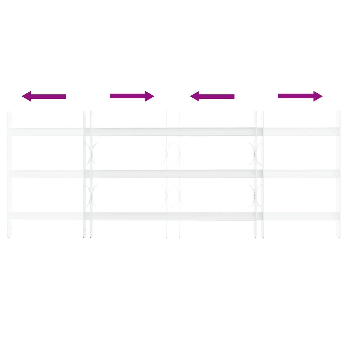 Security Grille for Windows 63-114 cm 3 crossbars 3