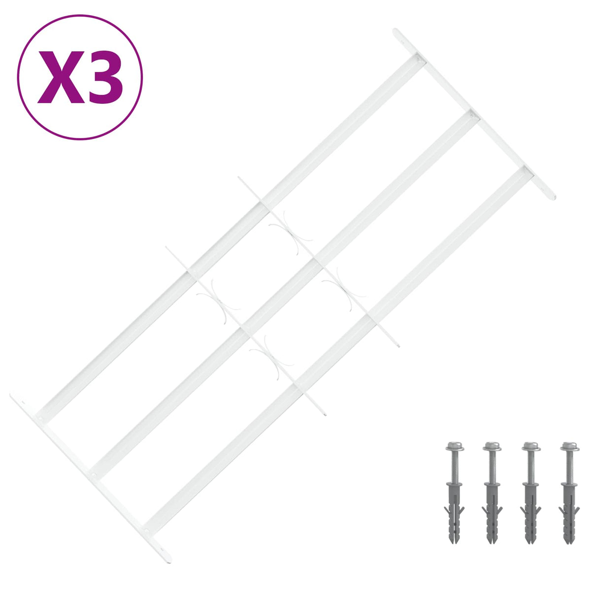 Security Grille for Windows 63-114 cm 3 crossbars 3
