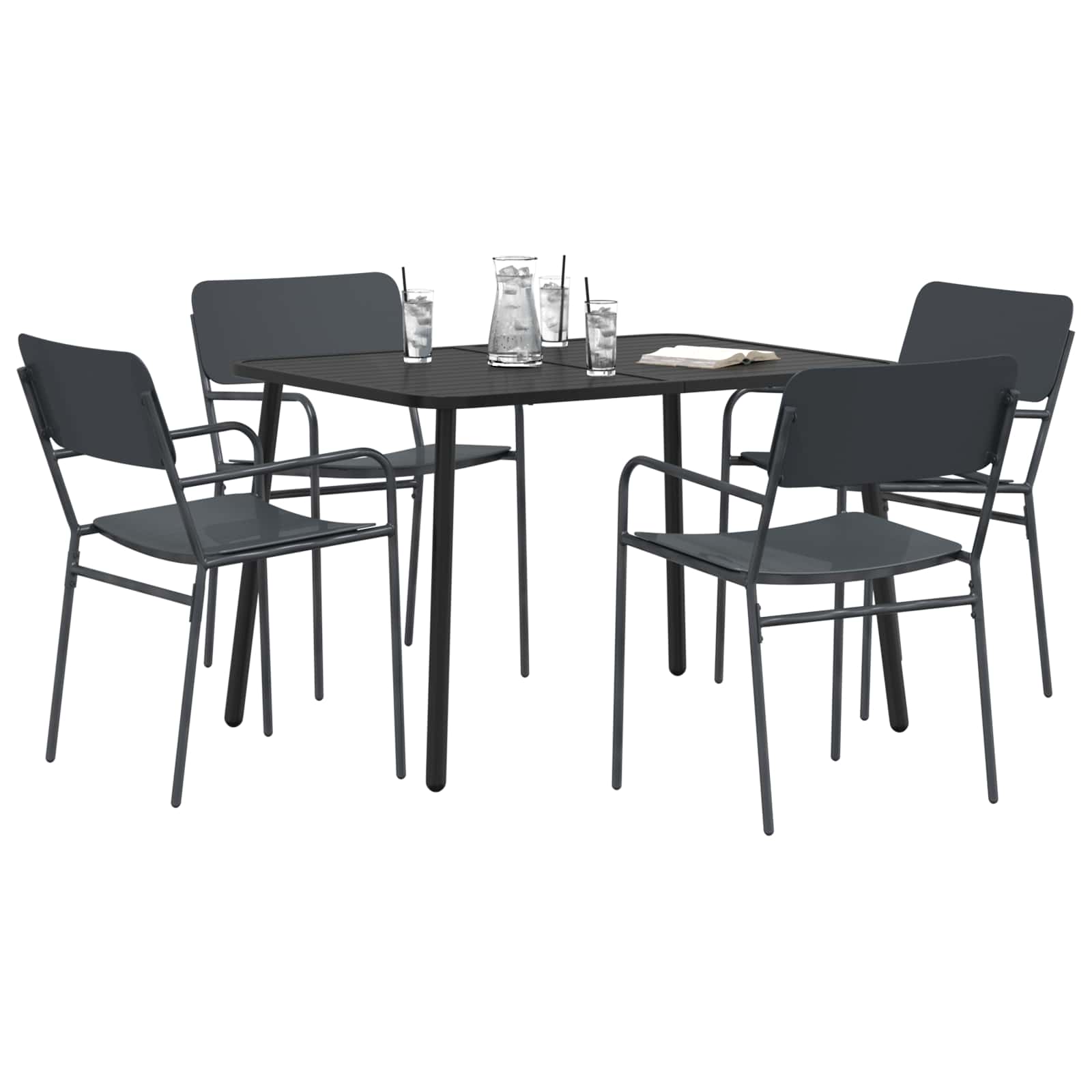 vidaXL Dining Set 5 pcs Anthracite Steel 3
