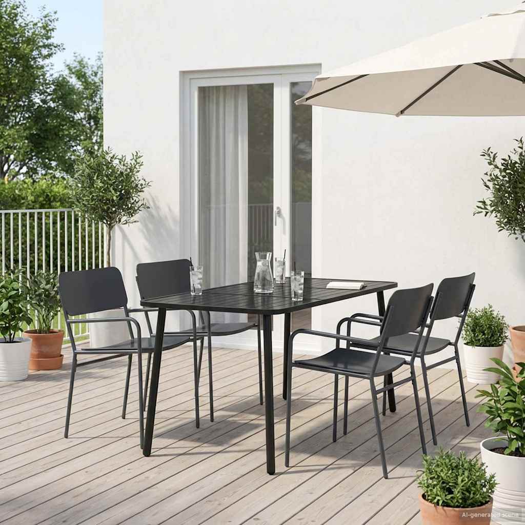 vidaXL Dining Set 5 pcs Anthracite Steel 1
