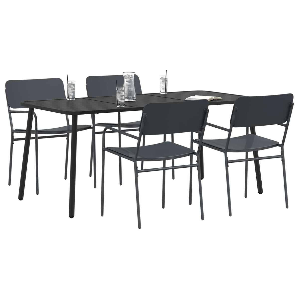 vidaXL Dining Set 5 pcs Anthracite Steel 3