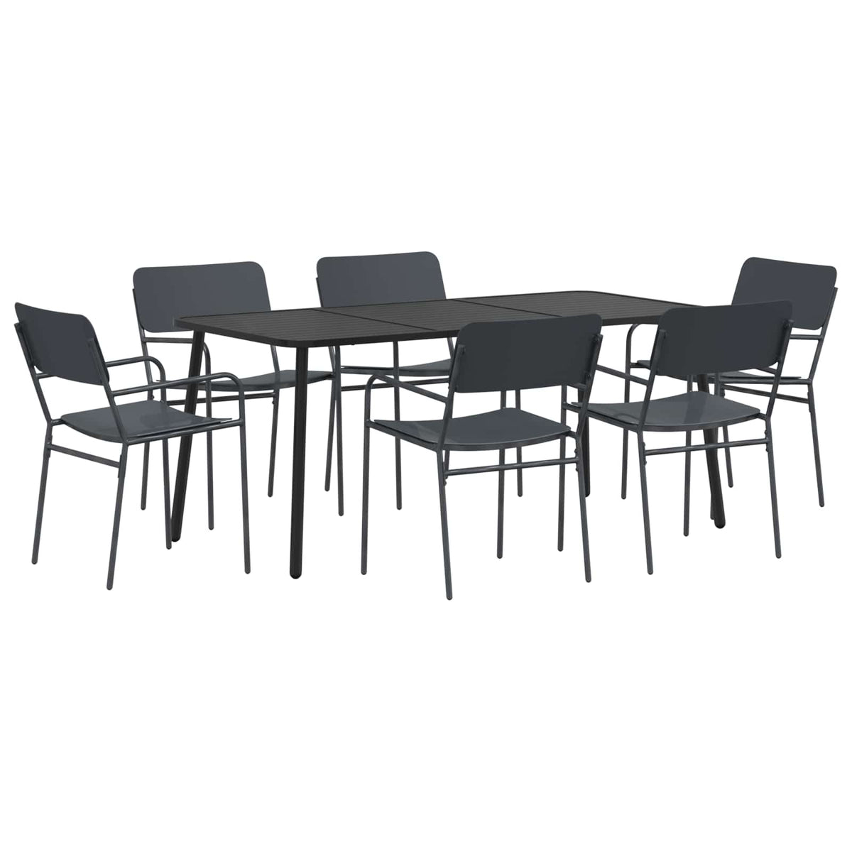 vidaXL Dining Set 7 pcs Anthracite Steel 2