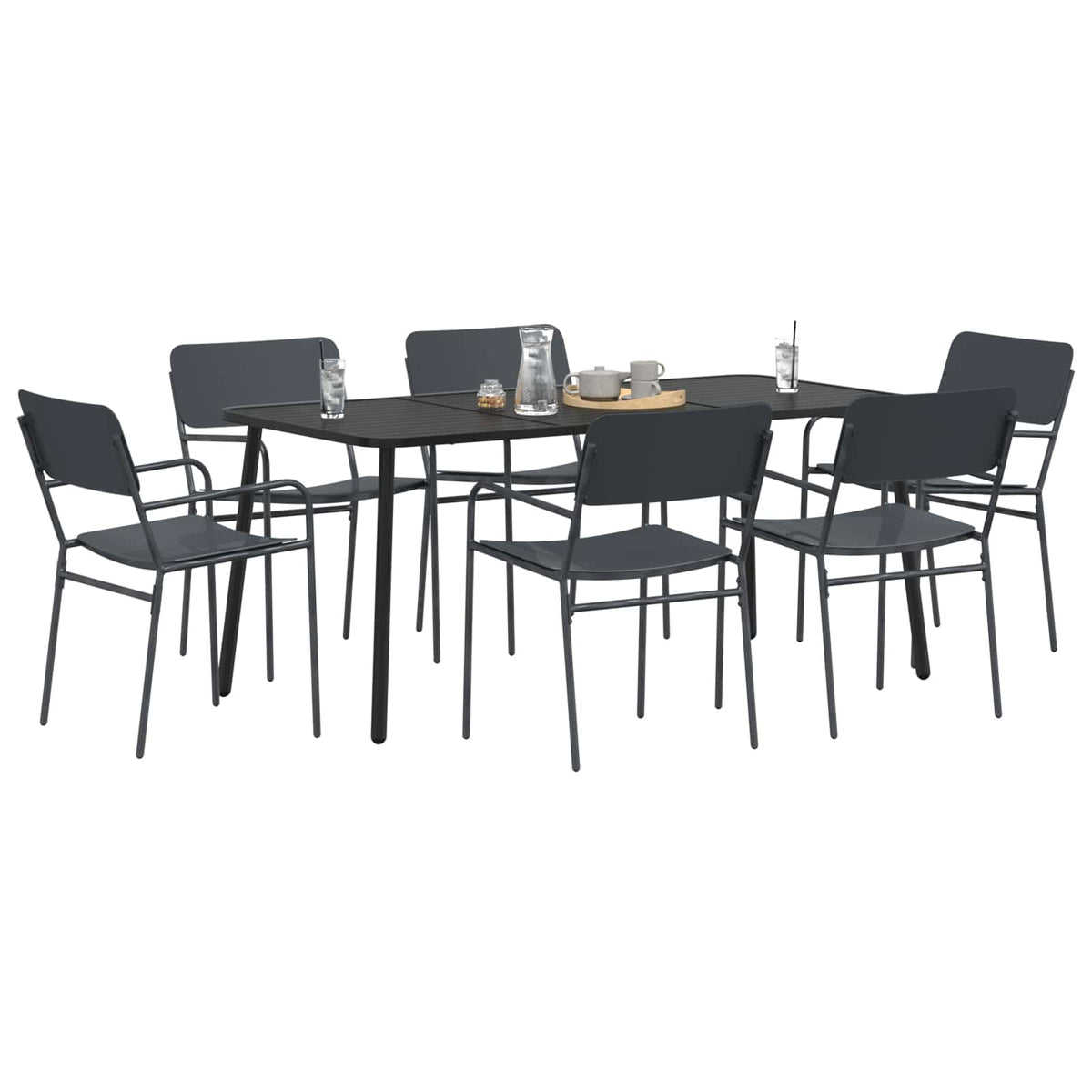 vidaXL Dining Set 7 pcs Anthracite Steel 3