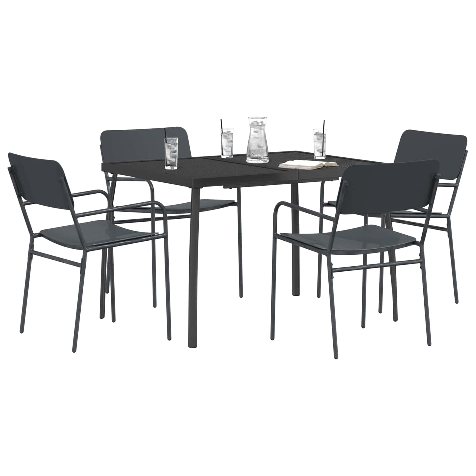 vidaXL Dining Set 5 pcs Anthracite Steel 3