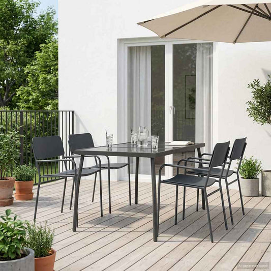 vidaXL Dining Set 5 pcs Anthracite Steel 1