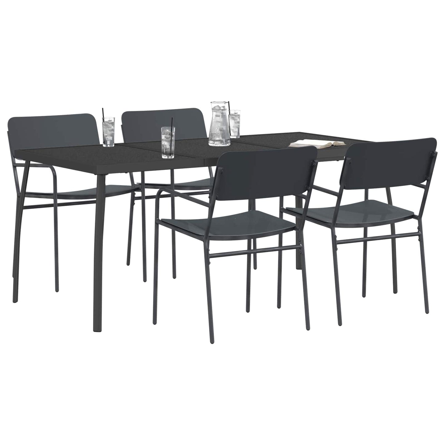 vidaXL Dining Set 5 pcs Anthracite Steel 3