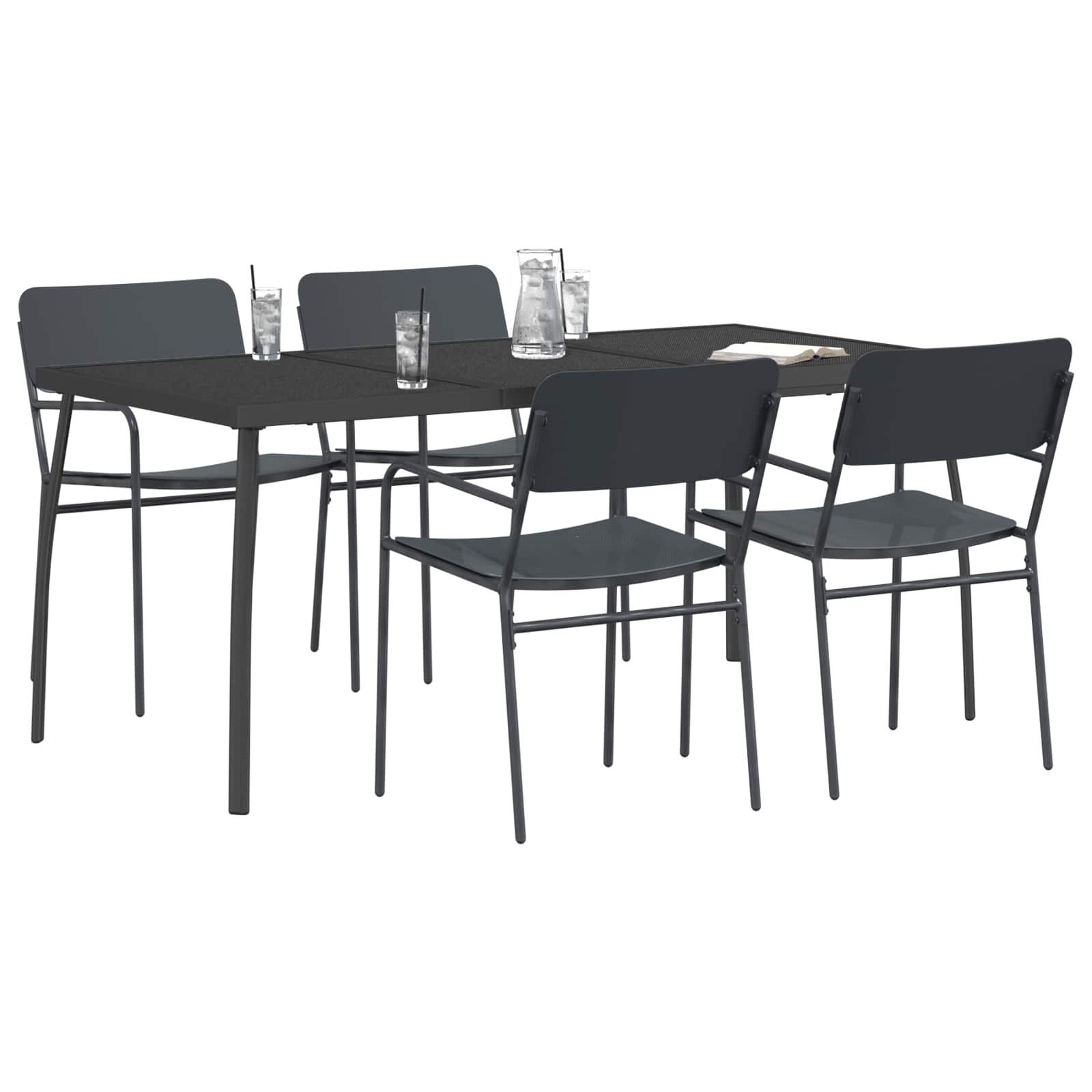vidaXL Dining Set 5 pcs Anthracite Steel 3