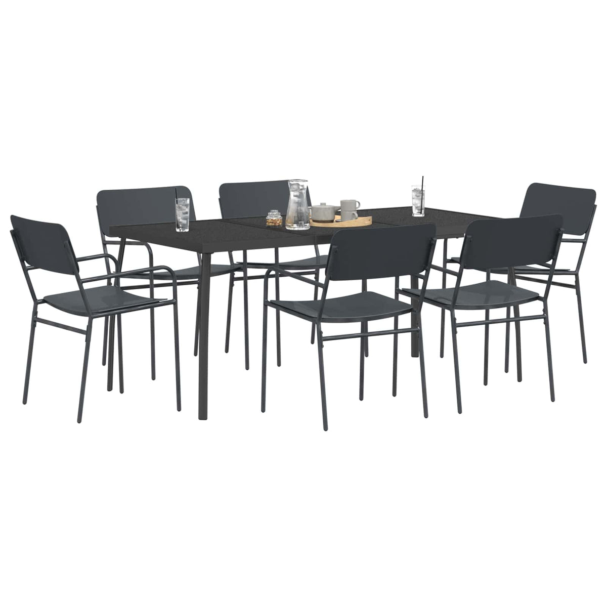 vidaXL Dining Set 7 pcs Anthracite Steel 3