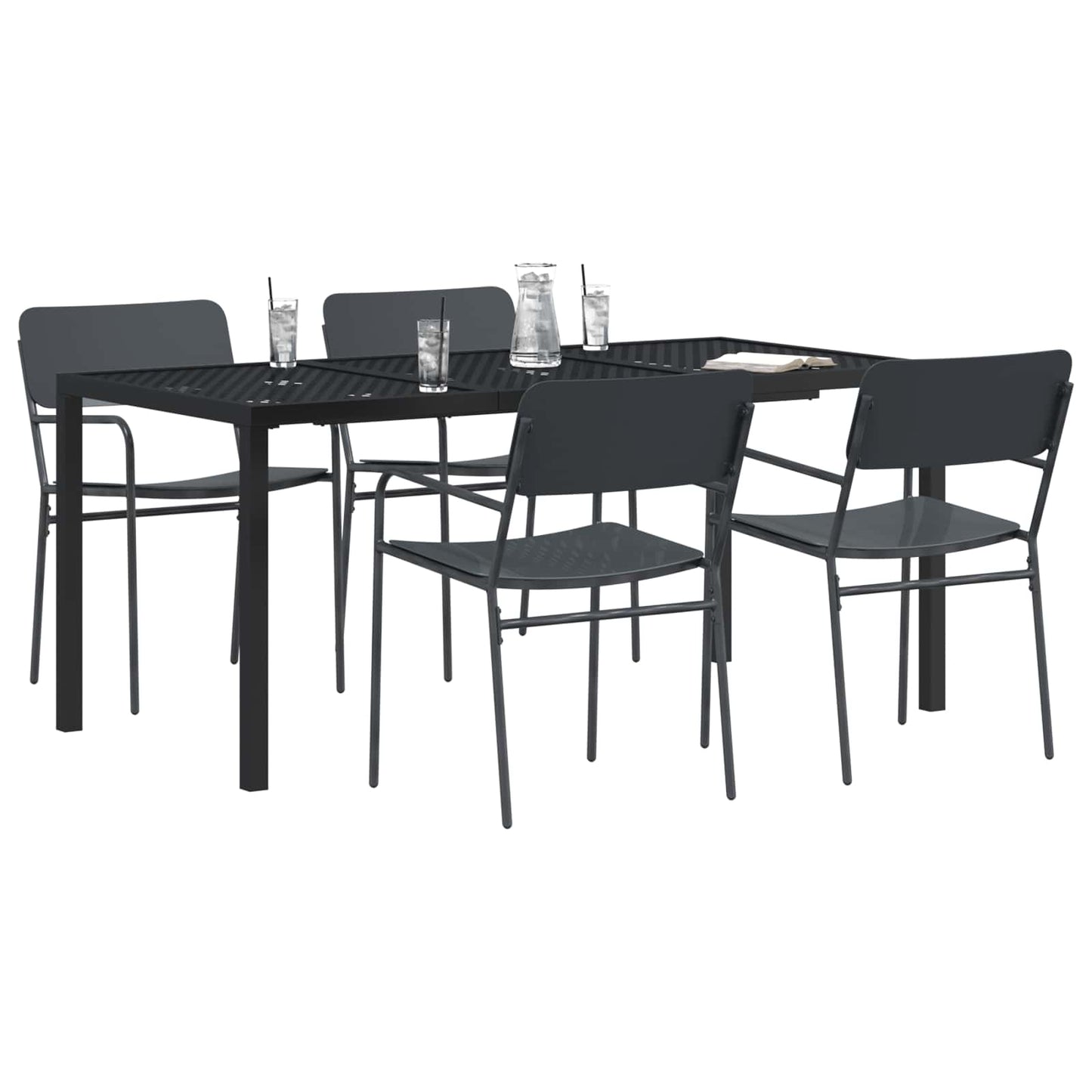 vidaXL Outdoor Furniture Set 5 pcs Anthracite Steel 3