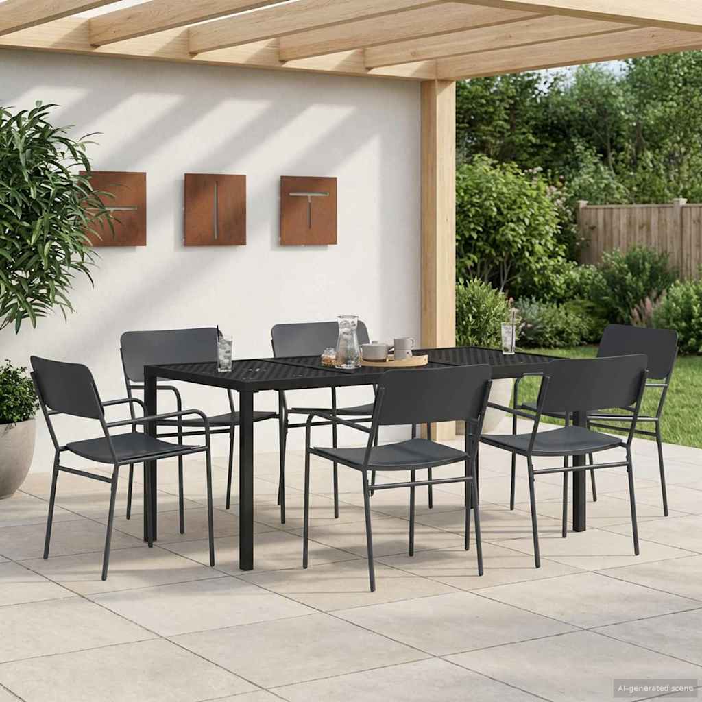 vidaXL Outdoor Furniture Set 7 pcs Anthracite Steel 1