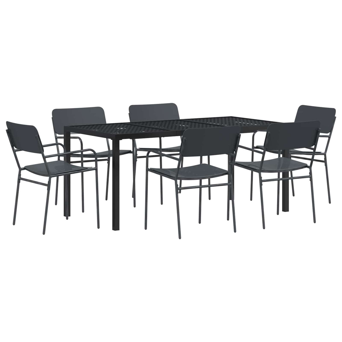 vidaXL Outdoor Furniture Set 7 pcs Anthracite Steel 2