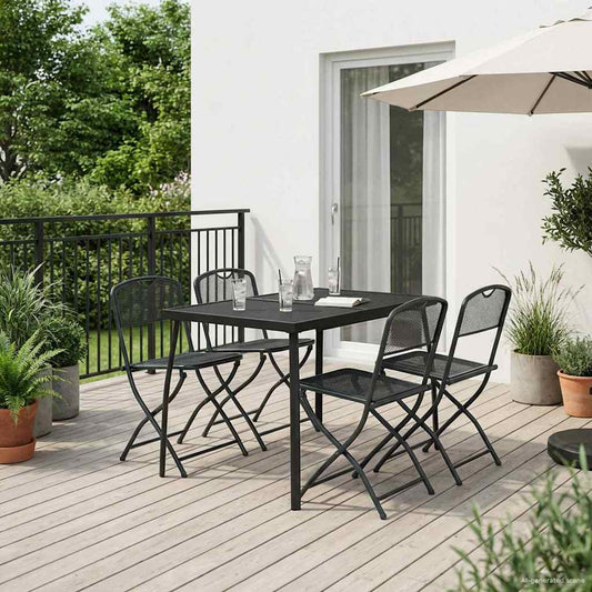 vidaXL Outdoor Furniture Set 5 pcs Anthracite Iron and Steel 1