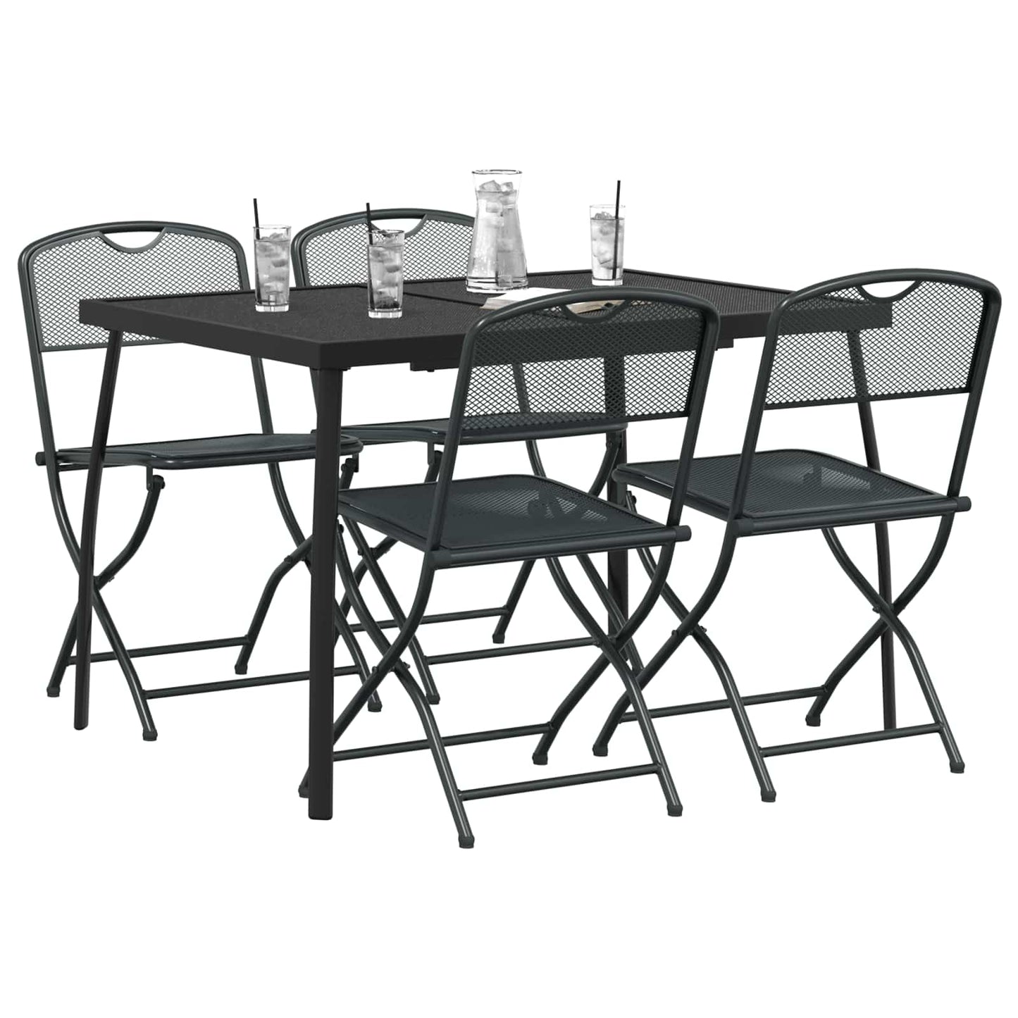 vidaXL Outdoor Furniture Set 5 pcs Anthracite Iron and Steel 3