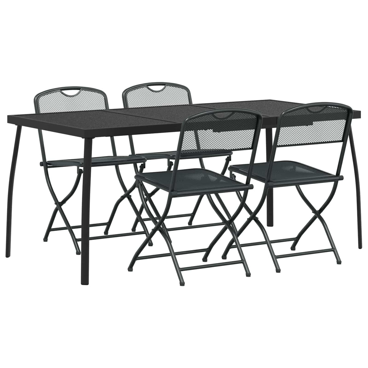 Outdoor Furniture Set 5 pcs Anthracite Iron and Steel 4x chair +table (165 cm length)