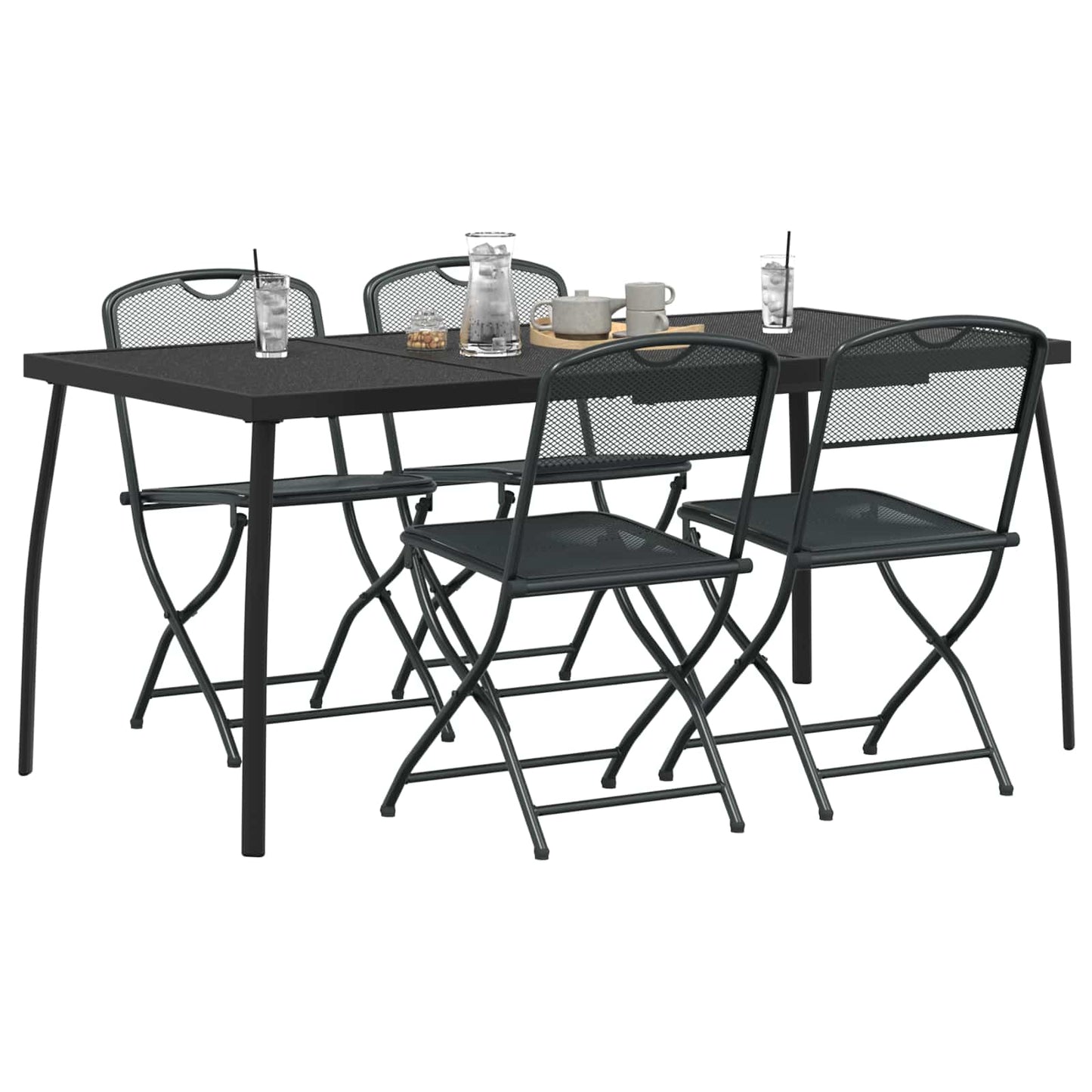 vidaXL Outdoor Furniture Set 5 pcs Anthracite Iron and Steel 3