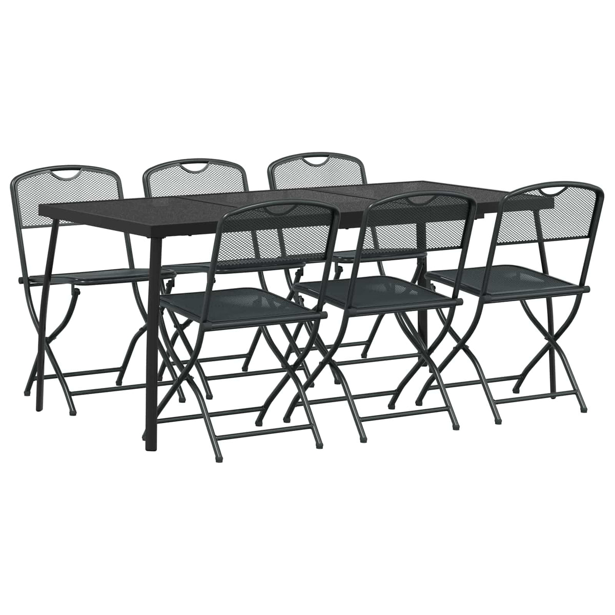 vidaXL Outdoor Furniture Set 7 pcs Anthracite Iron and Steel 2