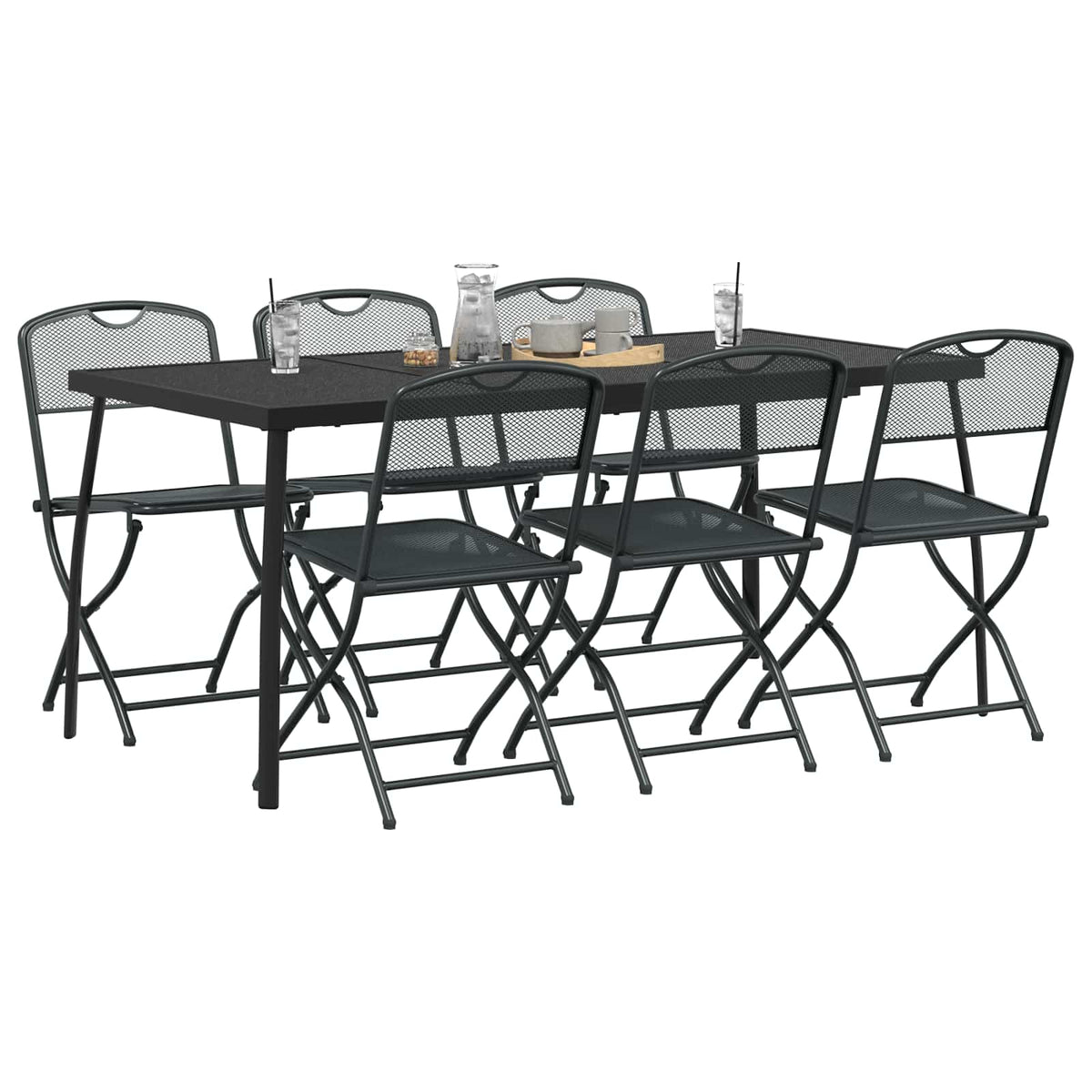 vidaXL Outdoor Furniture Set 7 pcs Anthracite Iron and Steel 3