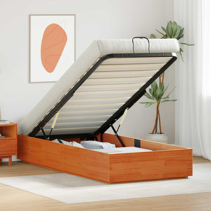 vidaXL Ottoman Bed Frame with Storage Wax Brown 90 x 190 cm 1