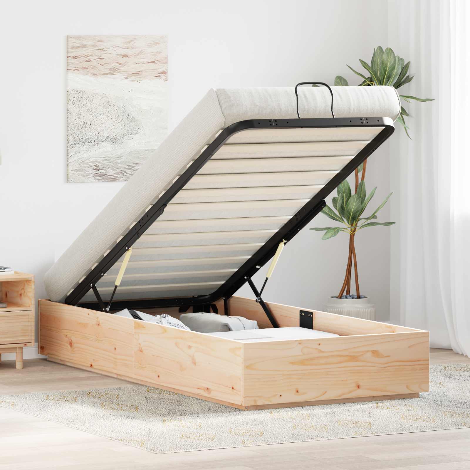 vidaXL Ottoman Bed Frame with Storage Natural 80 x 200 cm 1