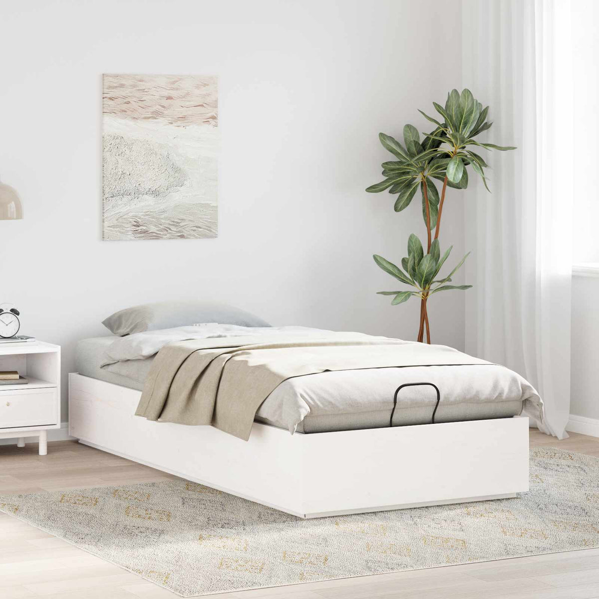 vidaXL Ottoman Bed Frame with Storage White 80 x 200 cm 4