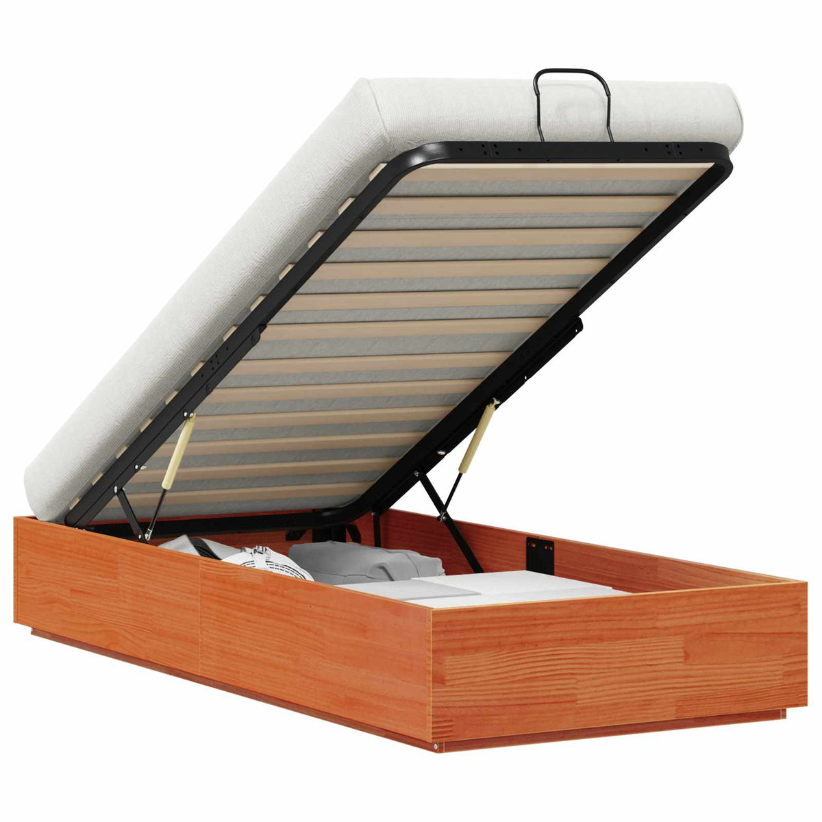 vidaXL Ottoman Bed Frame with Storage Wax Brown 80 x 200 cm 2
