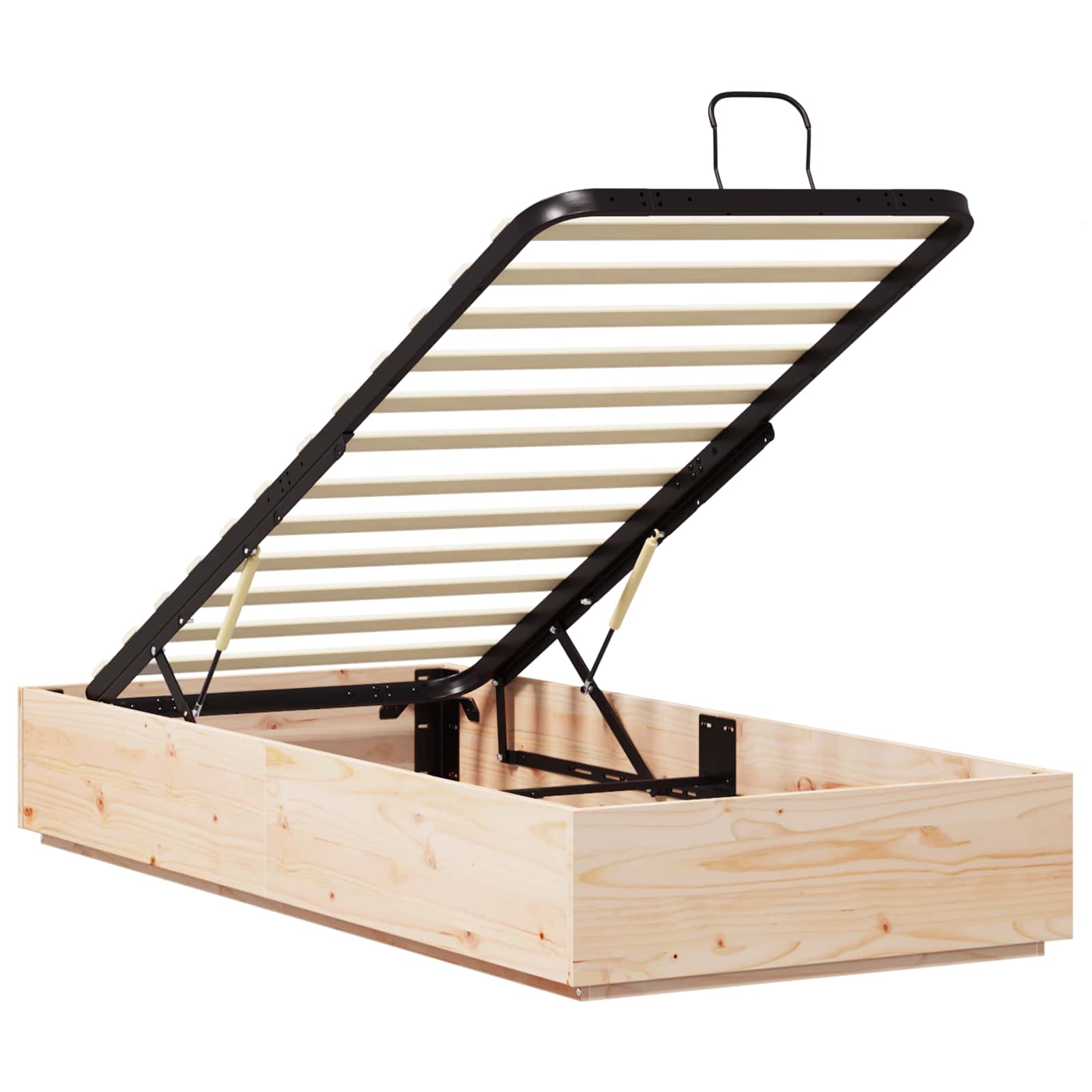 vidaXL Ottoman Bed Frame with Storage Natural 90 x 200 cm 5