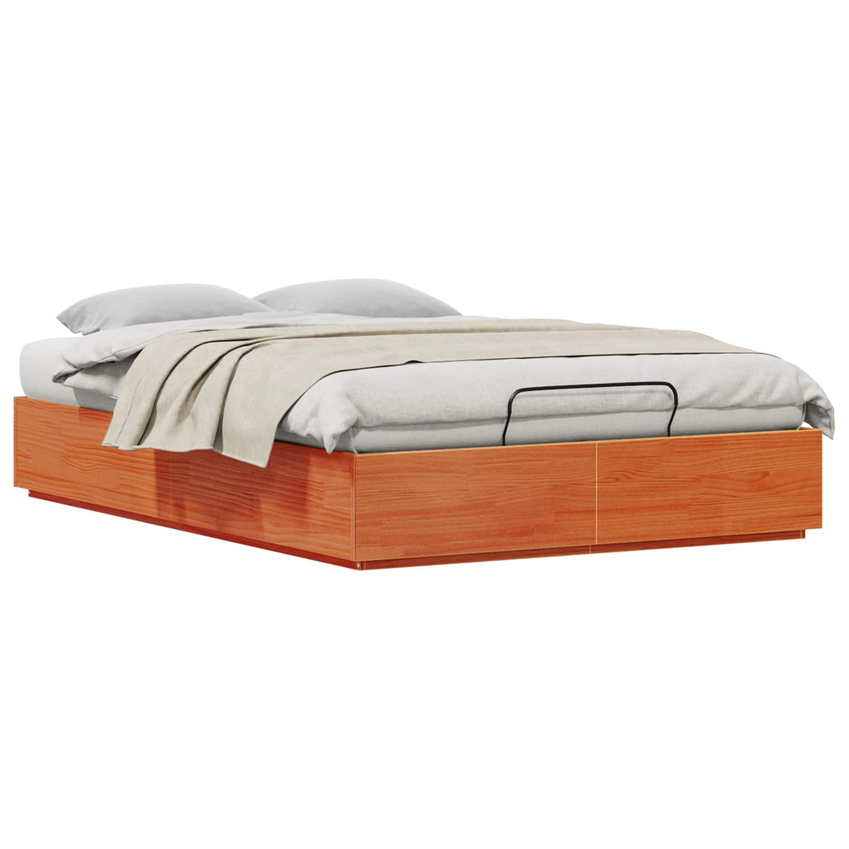 vidaXL Ottoman Bed Frame with Storage Wax Brown 135 x 190 cm 3