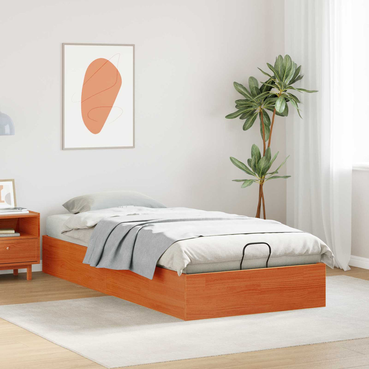 vidaXL Ottoman Bed Frame with Storage Wax Brown 75 x 190 cm 4