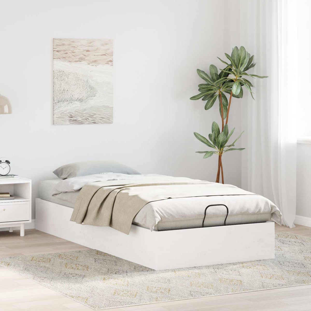 vidaXL Ottoman Bed Frame with Storage White 90 x 200 cm 4