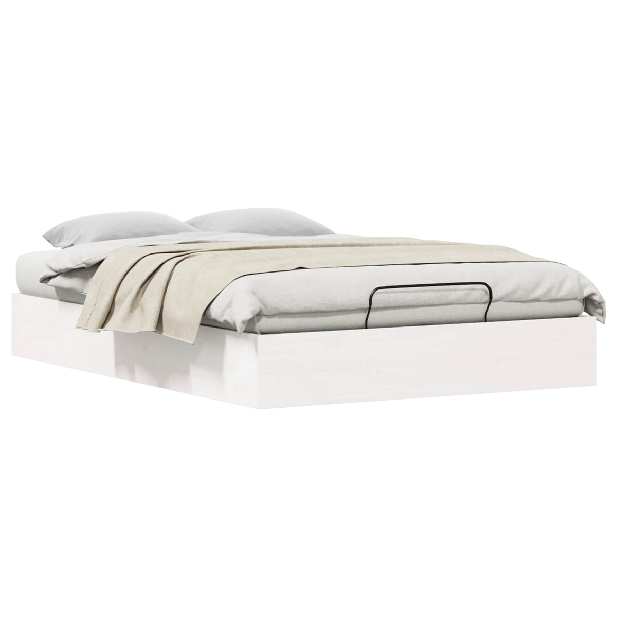 vidaXL Ottoman Bed Frame with Storage White 135 x 190 cm 3