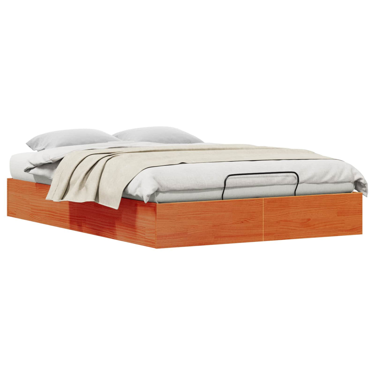 vidaXL Ottoman Bed Frame with Storage Wax Brown 135 x 190 cm 3