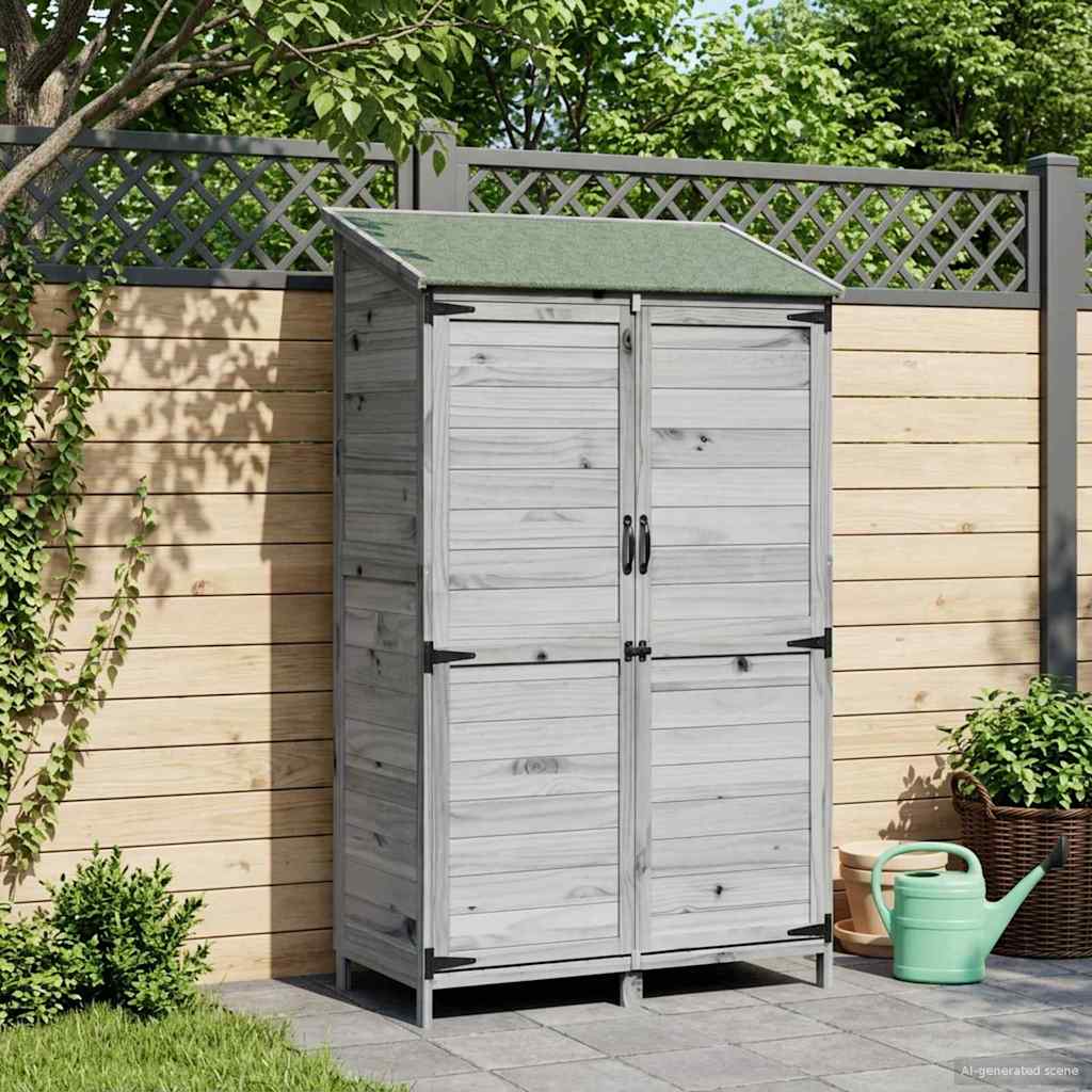 vidaXL Garden Shed with Roof Grey 106.5 x 56 x 176 cm Solid Fir Wood 1
