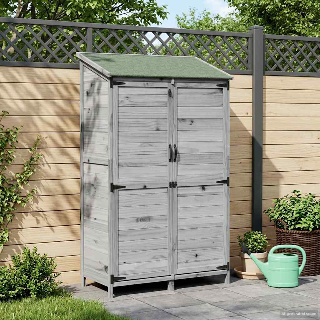 vidaXL Garden Shed with Roof Grey 106.5 x 56 x 176 cm Solid Fir Wood 3