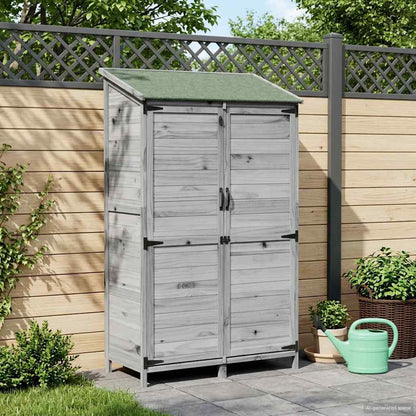 vidaXL Garden Shed with Roof Grey 106.5 x 56 x 176 cm Solid Fir Wood 3