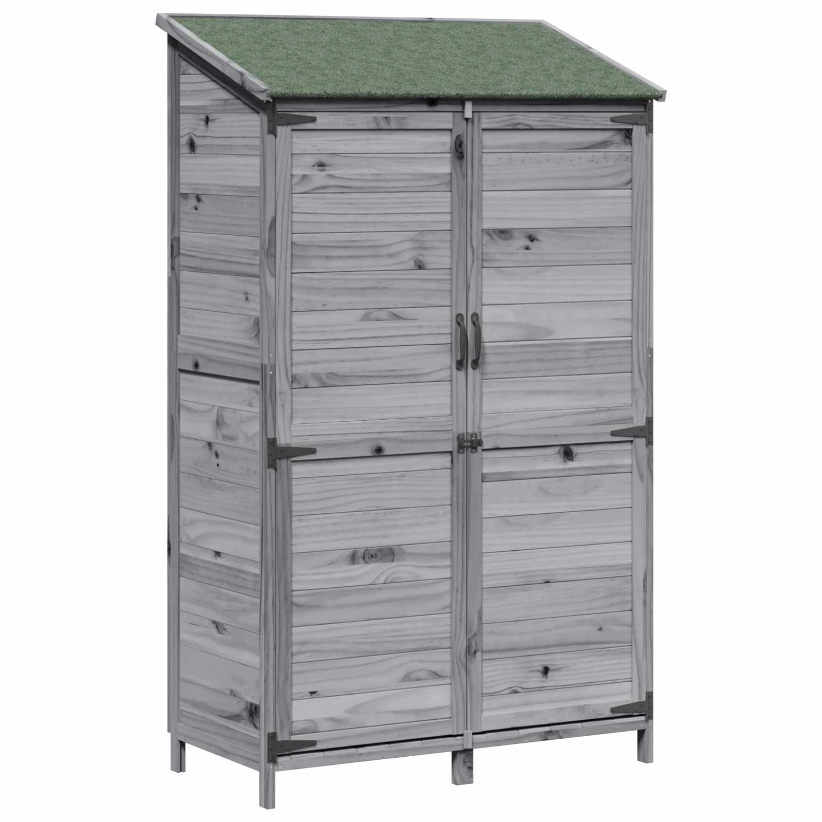 vidaXL Garden Shed with Roof Grey 106.5 x 56 x 176 cm Solid Fir Wood 2