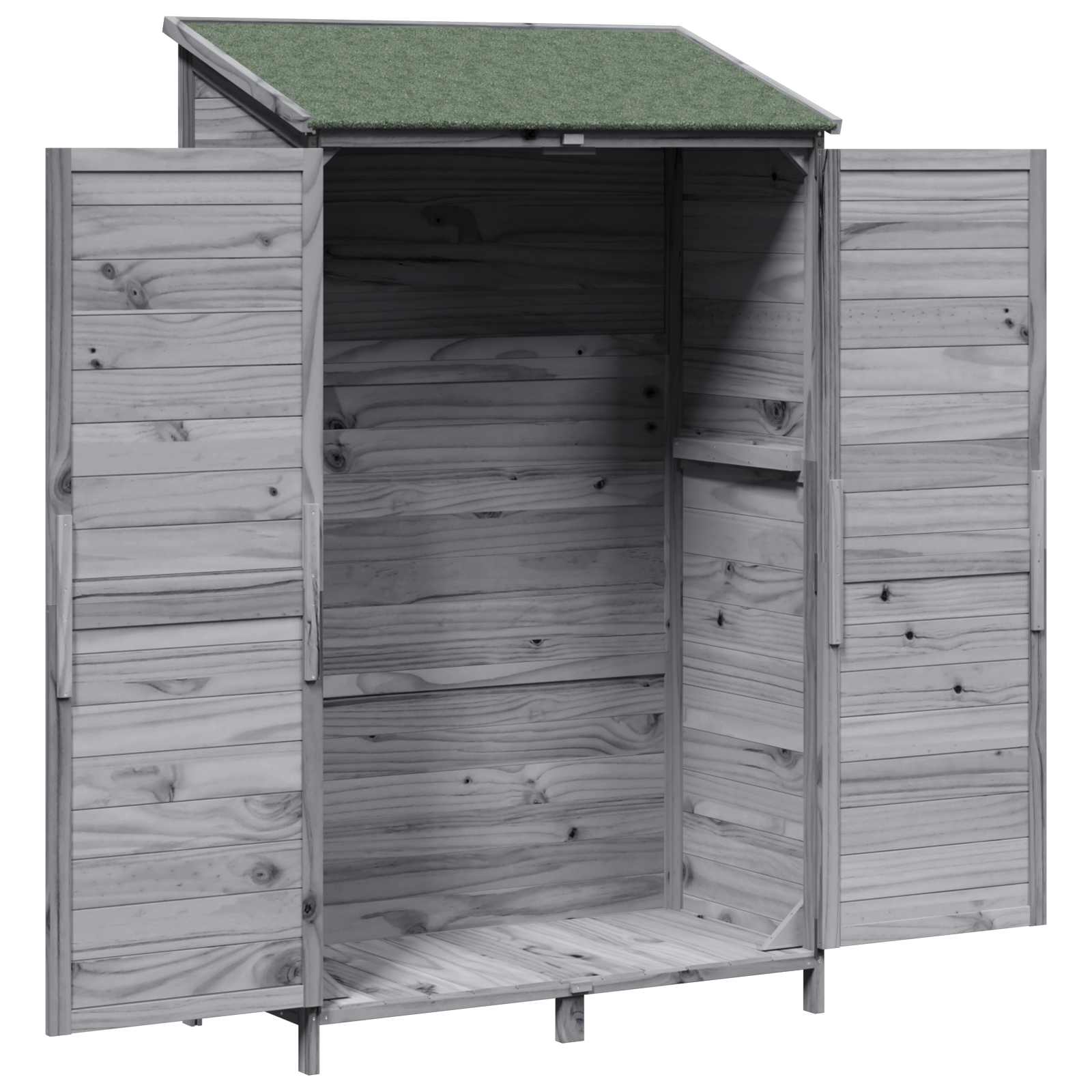 vidaXL Garden Shed with Roof Grey 106.5 x 56 x 176 cm Solid Fir Wood 4