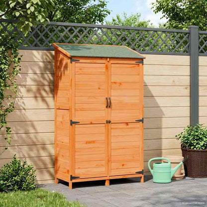 vidaXL Garden Shed with Roof Brown 106.5 x 56 x 176 cm Solid Fir Wood 1