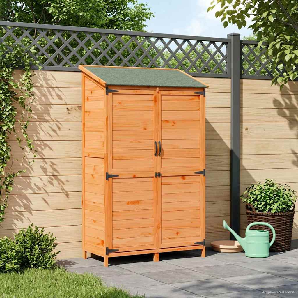 vidaXL Garden Shed with Roof Brown 106.5 x 56 x 176 cm Solid Fir Wood 3