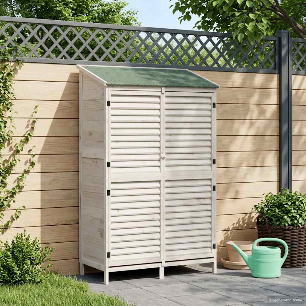 vidaXL Garden Shed with Roof White 106 x 56 x 176.5 cm Solid Fir Wood 1