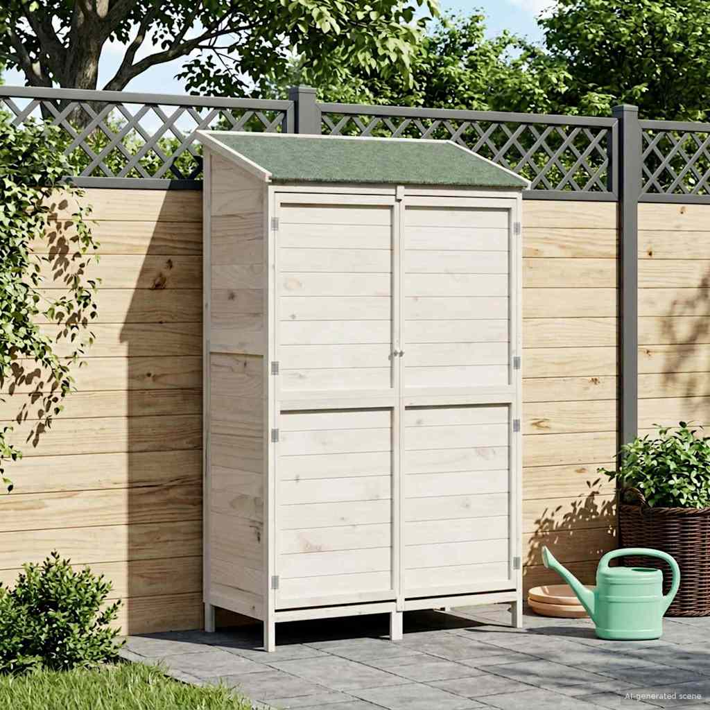 vidaXL Garden Shed with Roof White 106 x 56 x 176.5 cm Solid Fir Wood 3