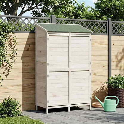 vidaXL Garden Shed with Roof White 106 x 56 x 176.5 cm Solid Fir Wood 3