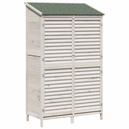vidaXL Garden Shed with Roof White 106 x 56 x 176.5 cm Solid Fir Wood 2