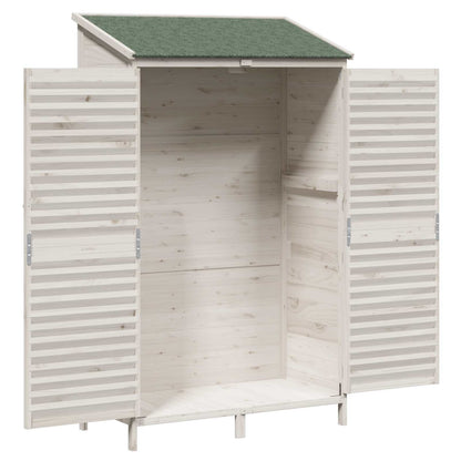 vidaXL Garden Shed with Roof White 106 x 56 x 176.5 cm Solid Fir Wood 4