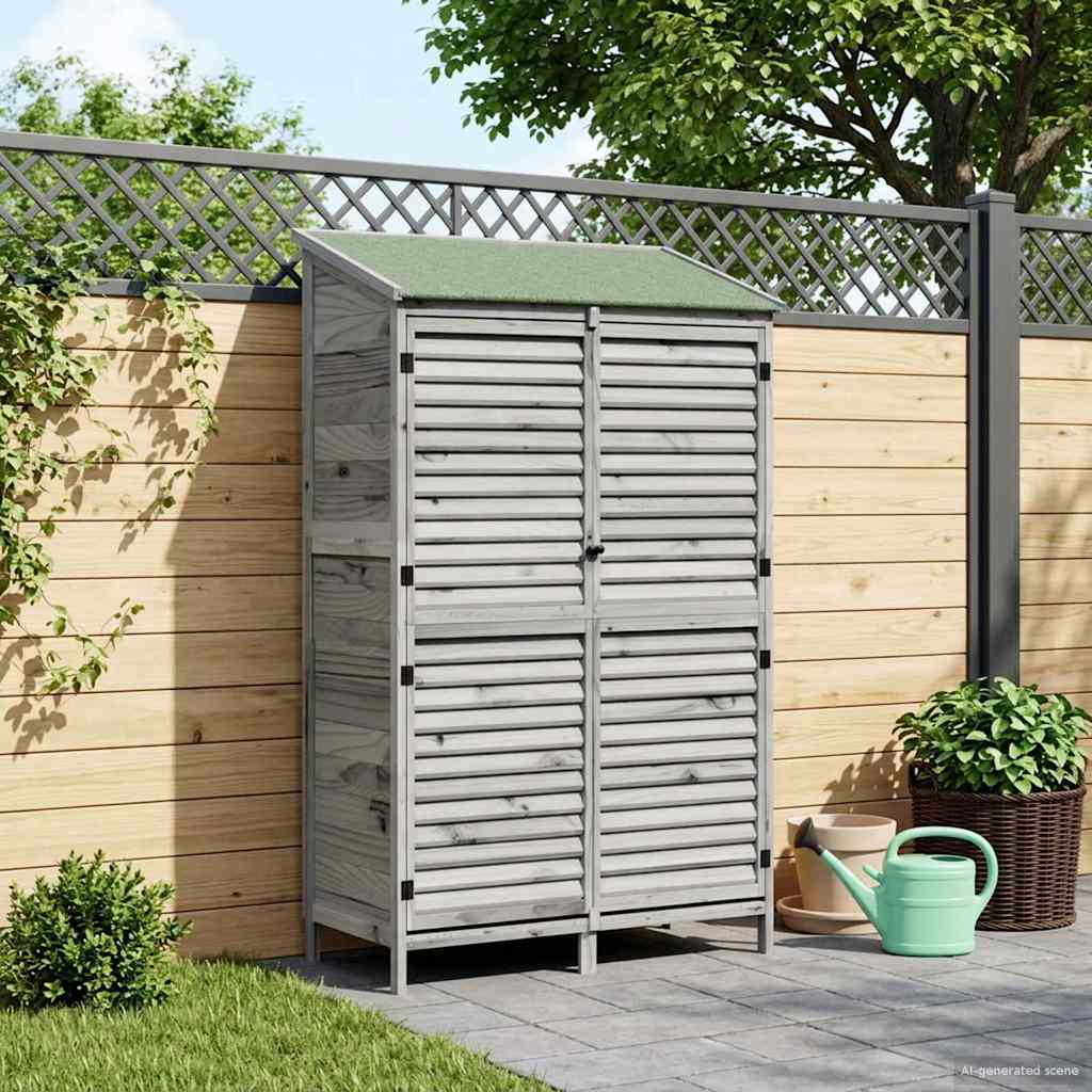 vidaXL Garden Shed with Roof Grey 106 x 56 x 176.5 cm Solid Fir Wood 3